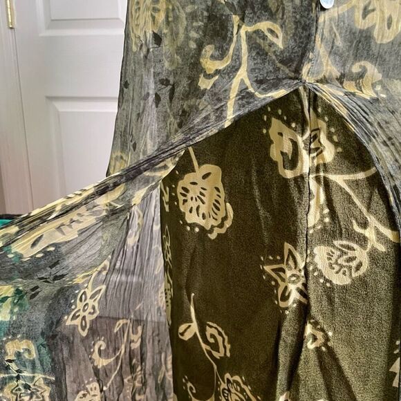 August Max Woman Sleevless Midi Dress 16W Green Sheer Floral Overlay Artsy Lagom - Picture 11 of 11